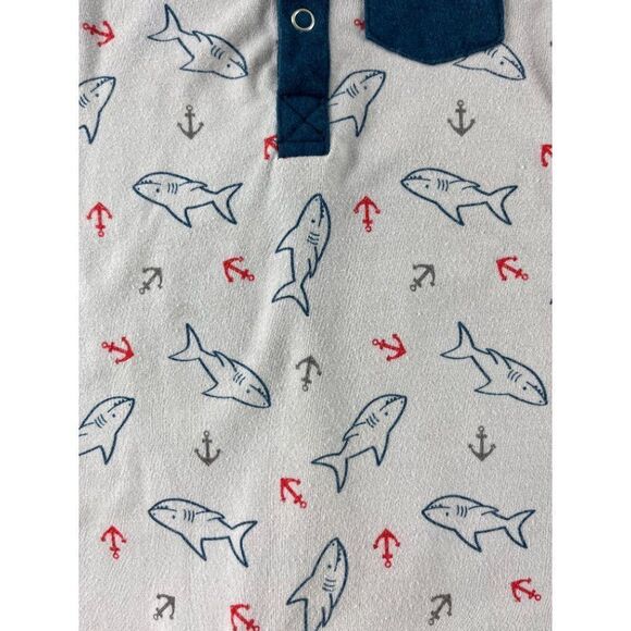 Lark Adventurewear Shark Novelty Print One Piece Footless Pajamas Baby 12 Months - Picture 2 of 5